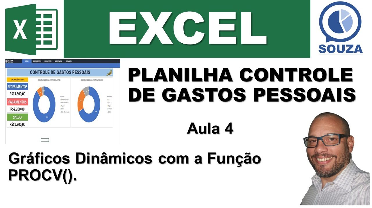 Função PROCV e Gráficos Dinâmicos - Controle de Gastos Pessoais