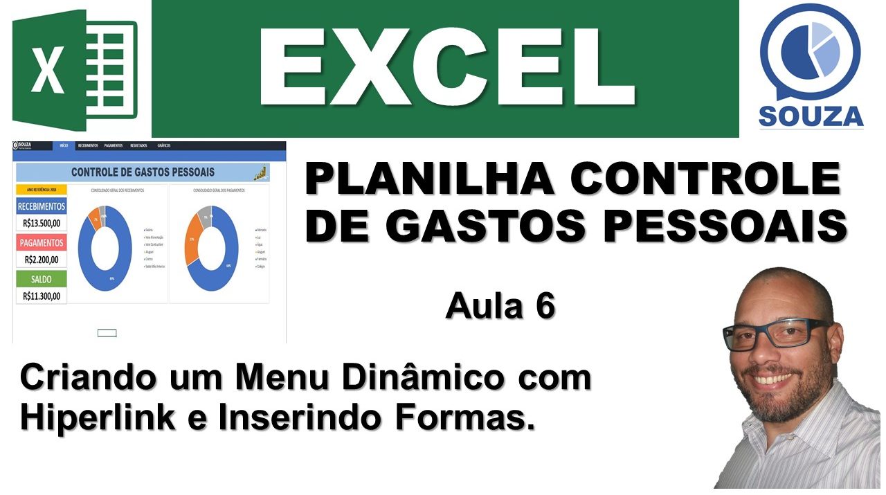 Inserir Formas e Hiperlink - Controle de Gastos Pessoais